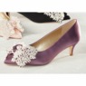 Faux-Pearl Satin Bow Pump with 2" Kitten Heel and Memory Foam for Women, Plum, large