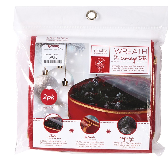 Simplify 2-Pack 24" Wreath Bag, Red, large
