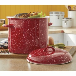 12-Quart Enameled Steel Stockpot &amp; Lid with Speckled Finish, , large