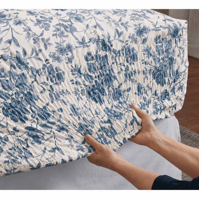 Bedtite Toile Microfiber Sheet Set, Navy, large