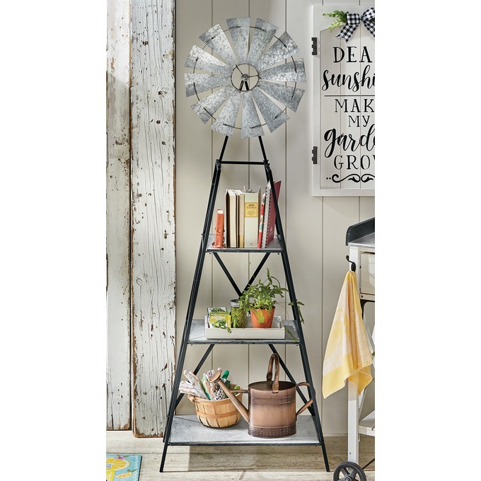 Galvanized Metal Windmill, , large
