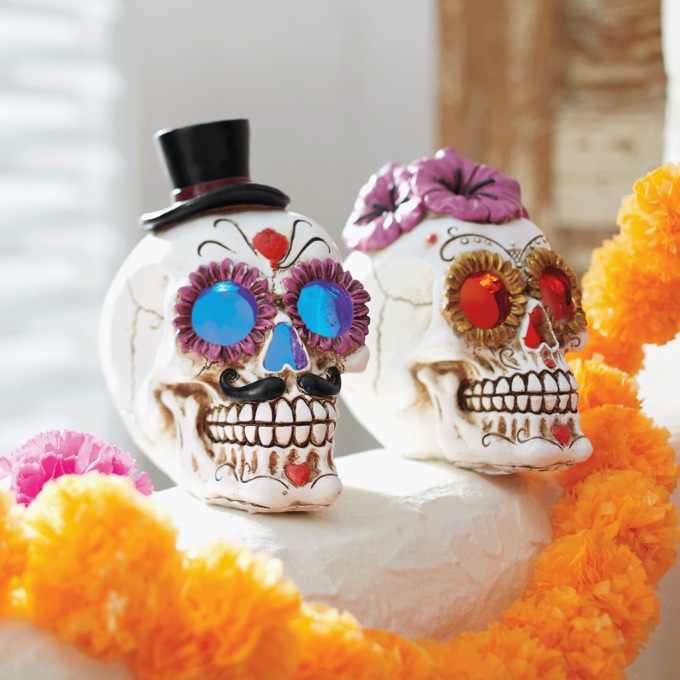 Lit Mr. and Mrs. Sugar Skulls, , large