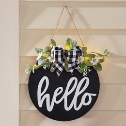 Hello Lit Floral Wall Hanging, , large