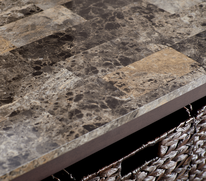 Faux-Marble Basket Coffee Table, , large