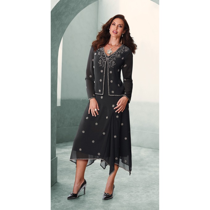 Brigid Beaded Jacket Dress, , large
