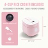Greenlife 4-Cup Rice and Grains Cooker, Pink, large