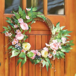 Outdoor Rose Semi-wreath with Cherry Blossoms, , large