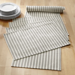 Set of 4 Ticking Stripe Placemats, , large