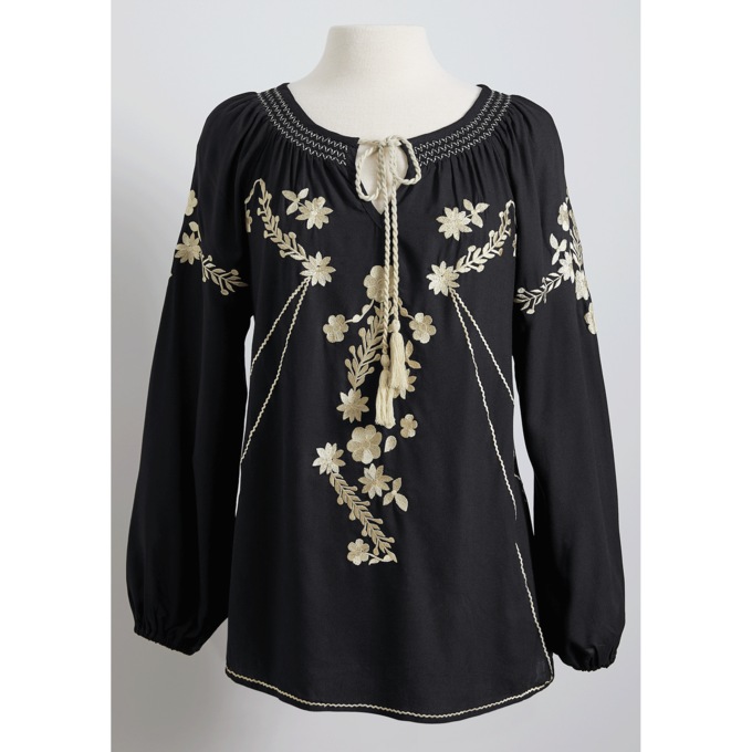 Solid Embroidered Tunic, , large