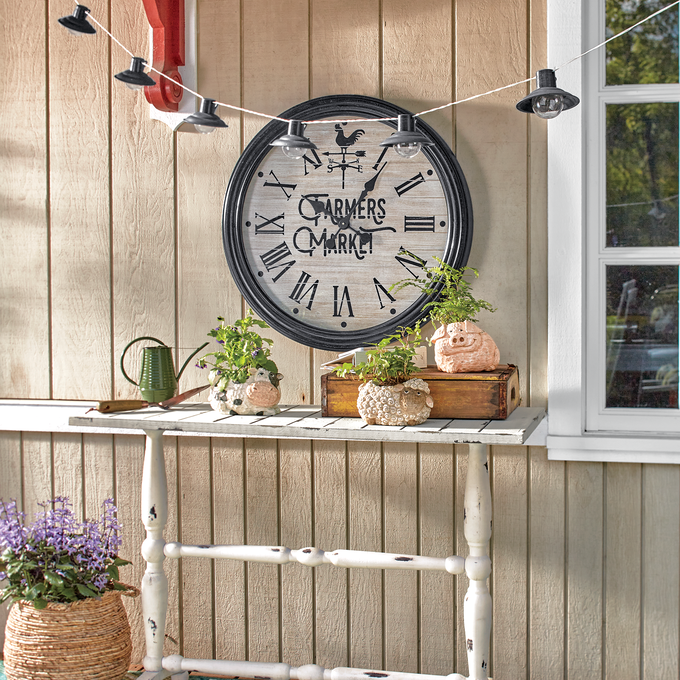 Farmers Market Outdoor Wall Clock, , large