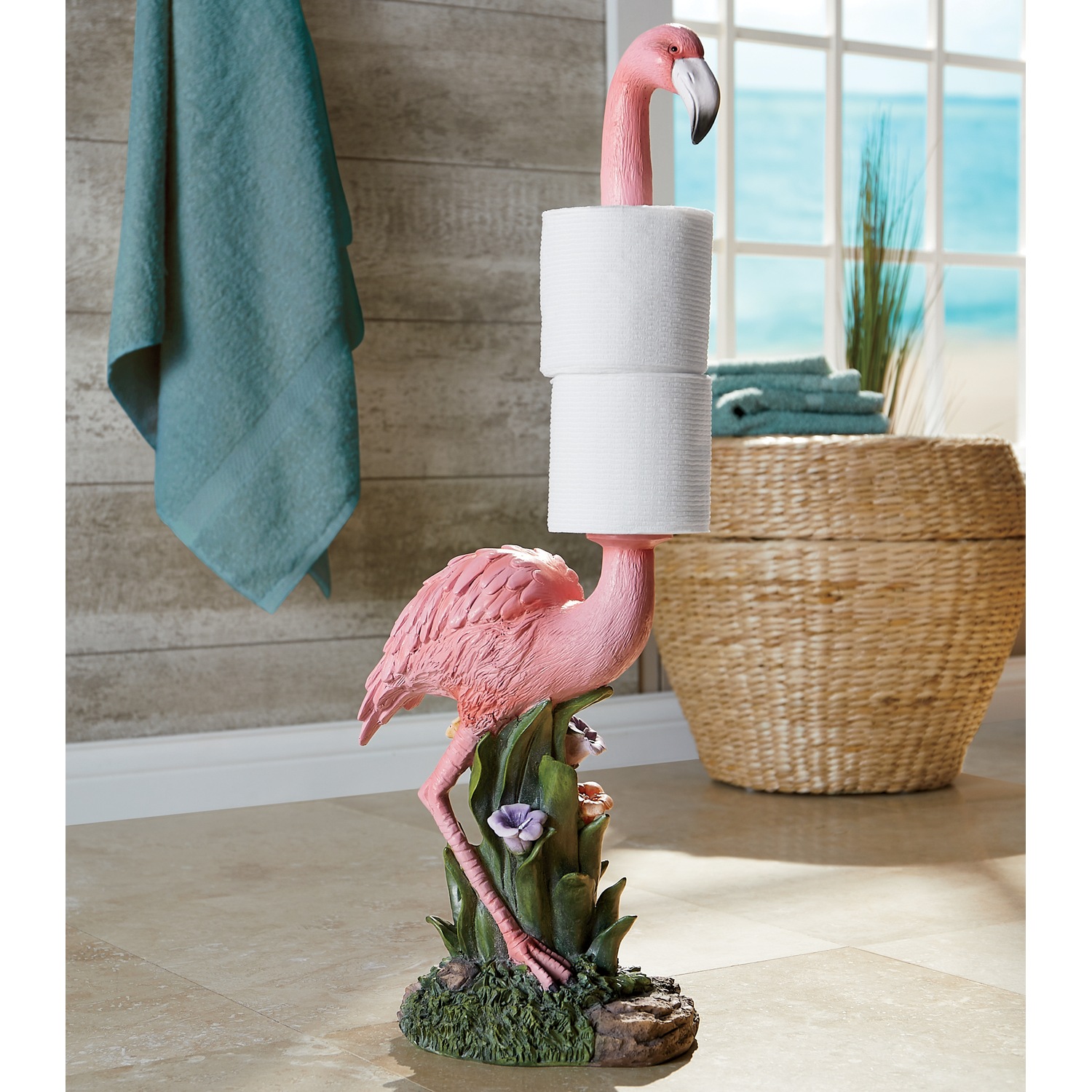 Pink toilet roll holder outlet