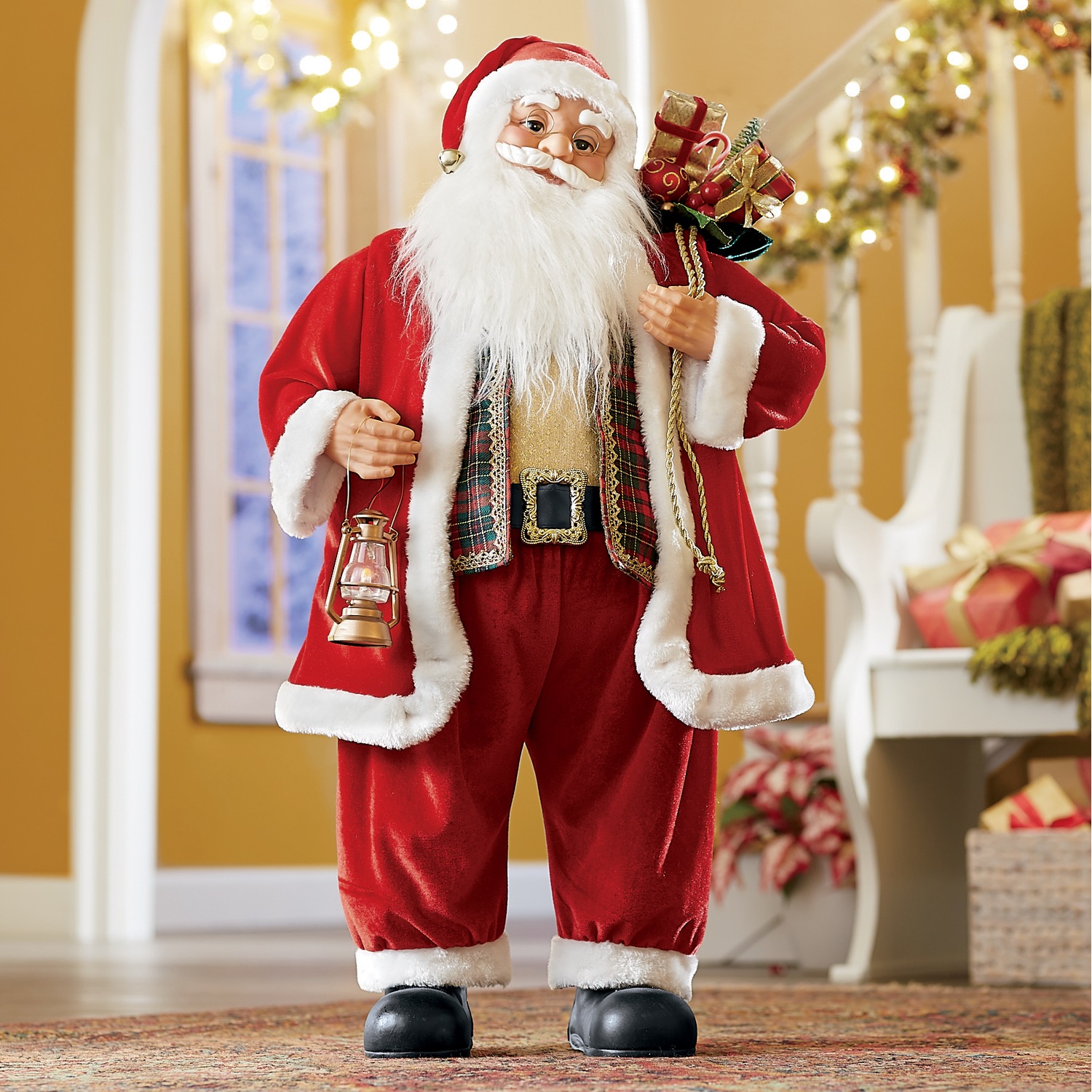 Animated Santa with Gift Bag and Lantern | Montgomery Ward