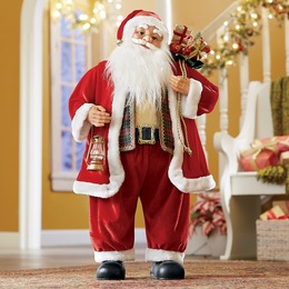 Animated Santa with Gift Bag and Lantern, , large