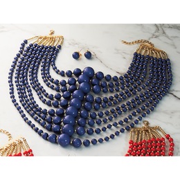 Color Bead Multi-Strand Necklace &amp; Earring Set, , large