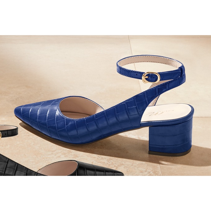 Ankle-Strap Croco Pump for Women with 2.25" Heel and Memory Foam, , large