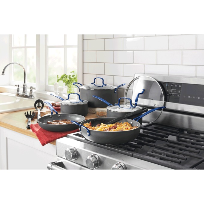 Chef Tested 12-Piece Metallic Handle Cookware Set, , large