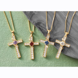 Gemstone Cross Pendant, , large