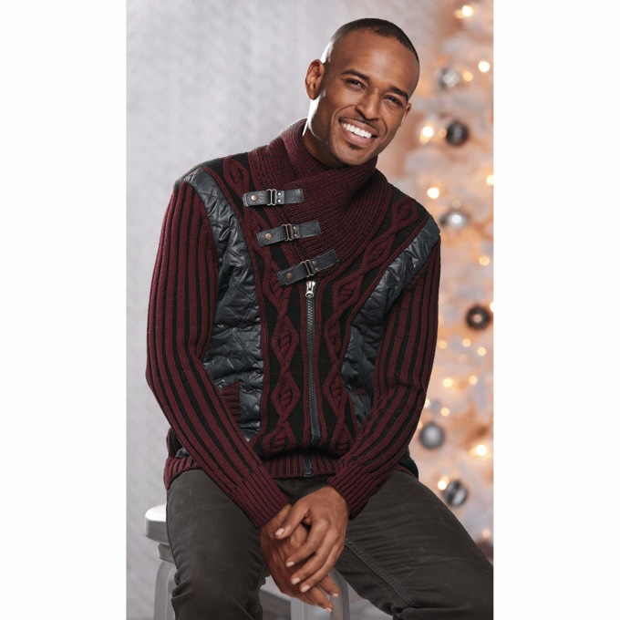 Faux leather hotsell sweater jacket