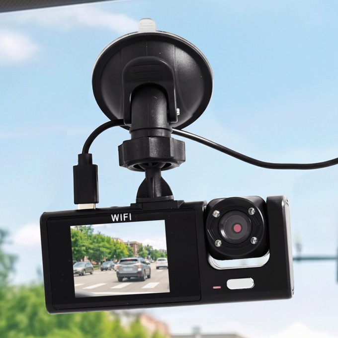 Dual-Channel Dash Cam with Front/Back Recording, Black, large