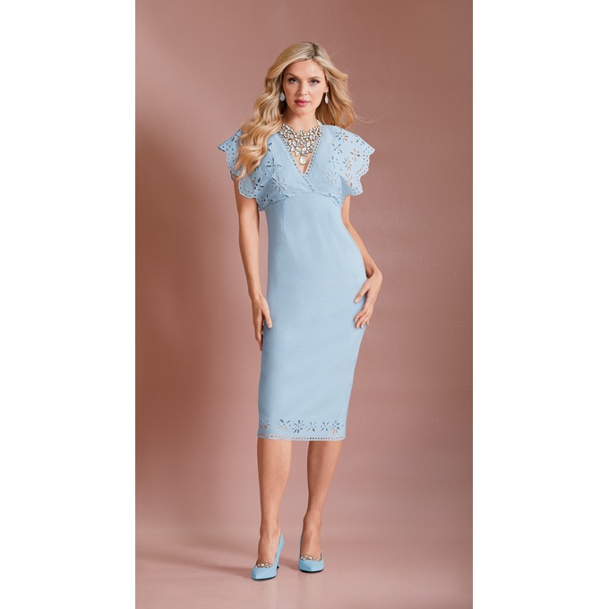 Eyelet Sheath Dress, , large
