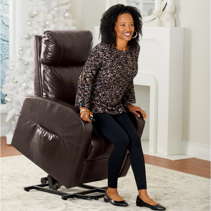 Power Lift Recliner Chair, Faux Leather, , large