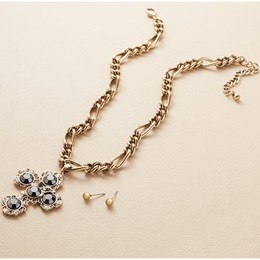 Crystal Cross Necklace and Earring Set, , large