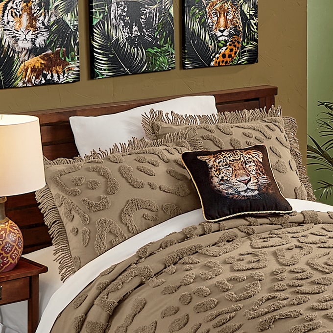Leopard Chenille Sham, , large