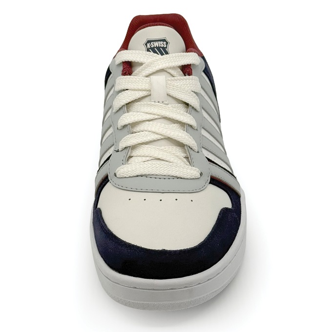 K-Swiss Men's Court Palisades Shoe, Blanc Indigo Tibetan Red White, large