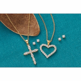 Lab White Sapphire Necklace and Earring Set, , large