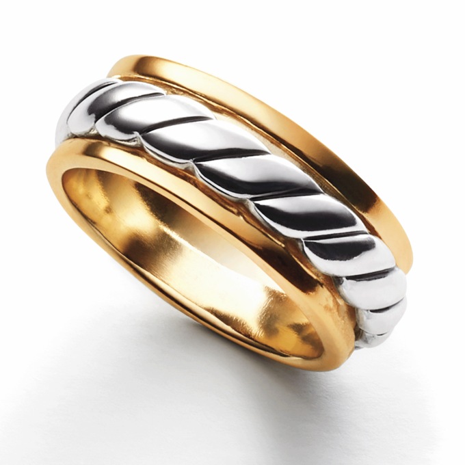 Men's Two-Tone Spinner Ring, , large