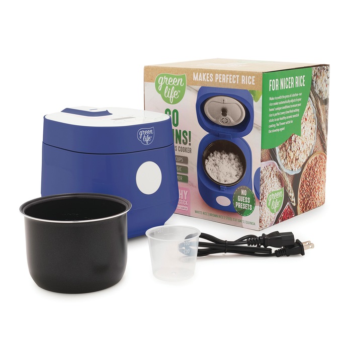 Greenlife 4-Cup Rice and Grains Cooker, Blue, large