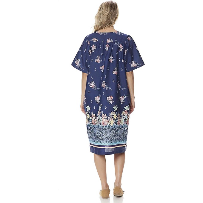 Border Print Patio Dress, Navy Border, large