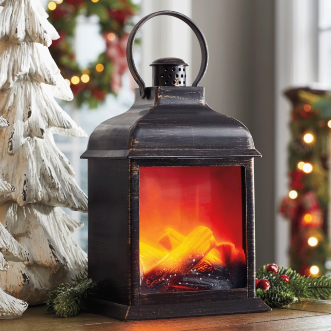 Mini Fireplace Lantern, Bronze, large