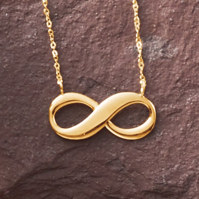 10K Gold Infinity Necklace, , large