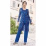 Jozette 3-Piece Pant Set with Sheer Sequined, Embroidered, Fringe Jacket, , large