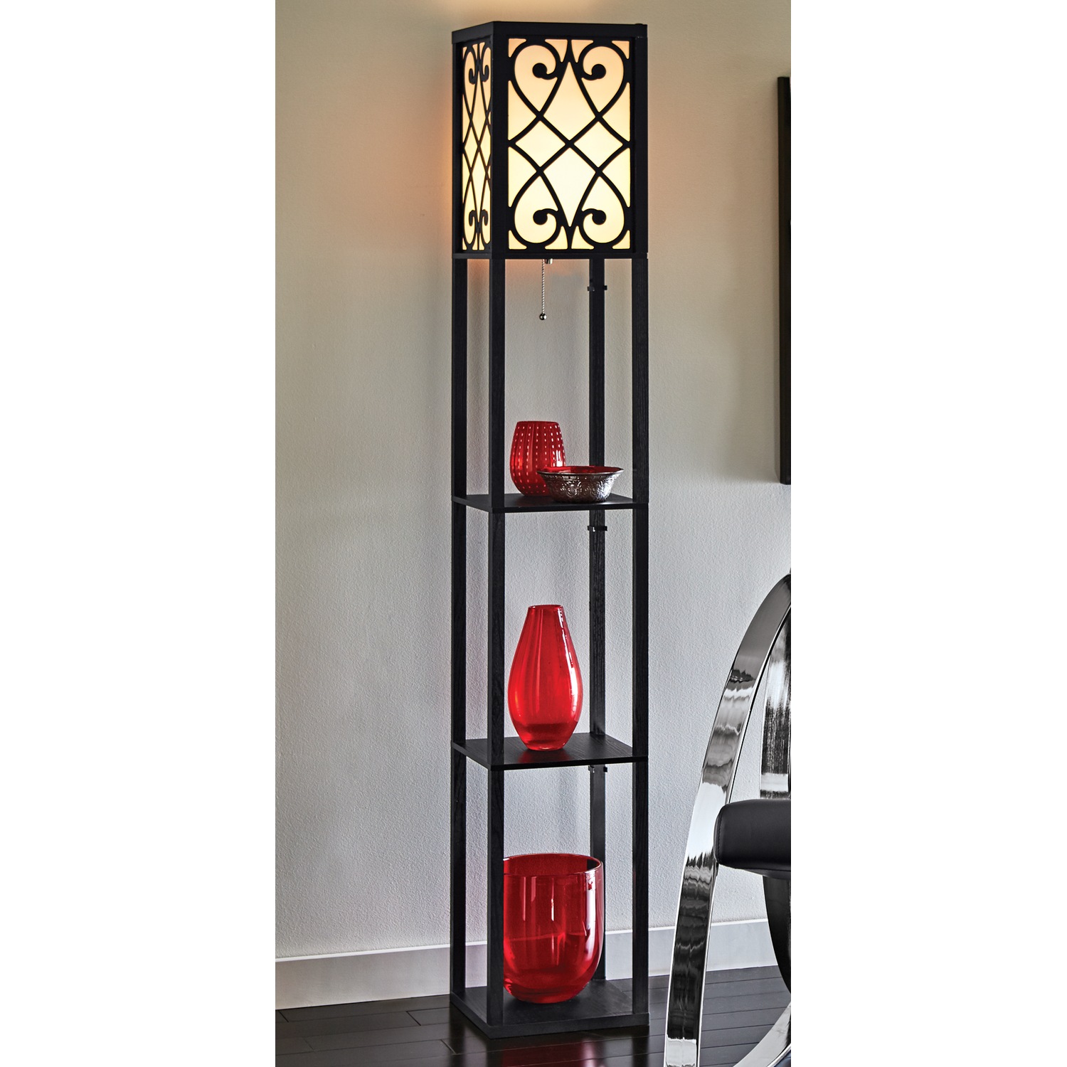 Eurico floor shop lamp with shelves