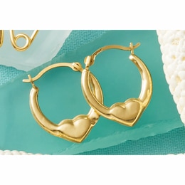 10K Gold Heart Mini Hoops, , large