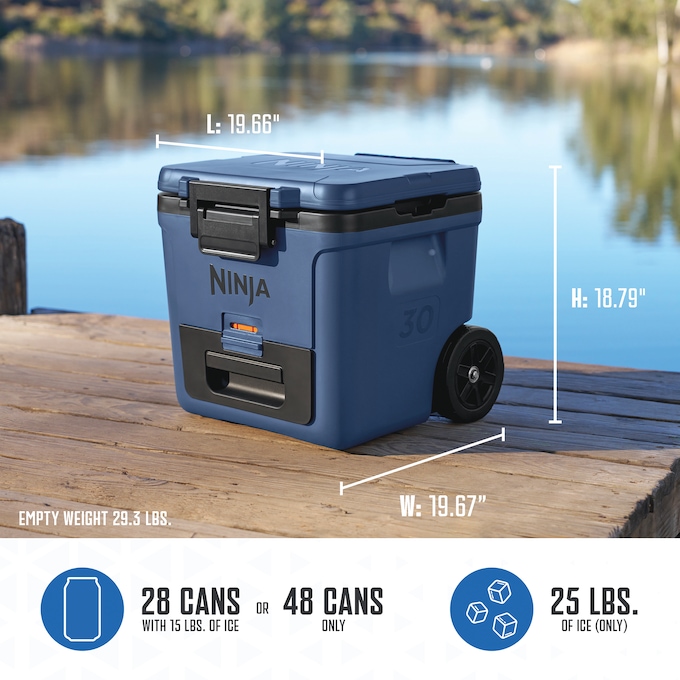 Ninja FrostVault 30-Quart Wheeled Cooler with Dry Zone, Blue, large
