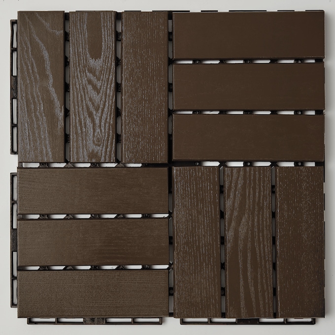 Set of 8 Outdoor Wood Patio Tiles, , large