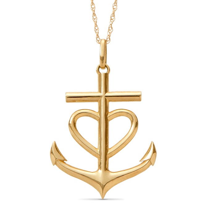 10K Gold Anchor Heart Pendant Montgomery Ward