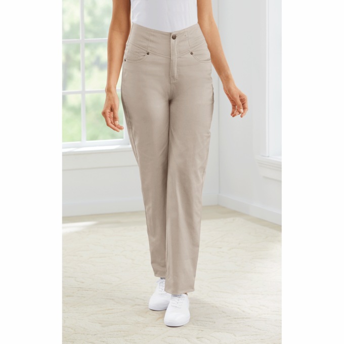 Denim V-Yoke Jeans, Khaki, large