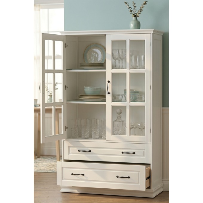 Dawson Media Display Cabinet, White, large