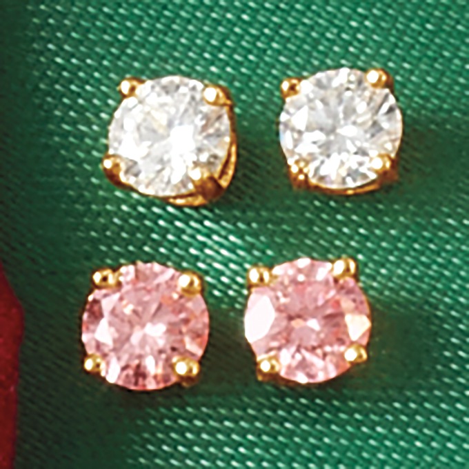 Lab-Created Diamond Color/White 2-Pair Post Earring Set, , large