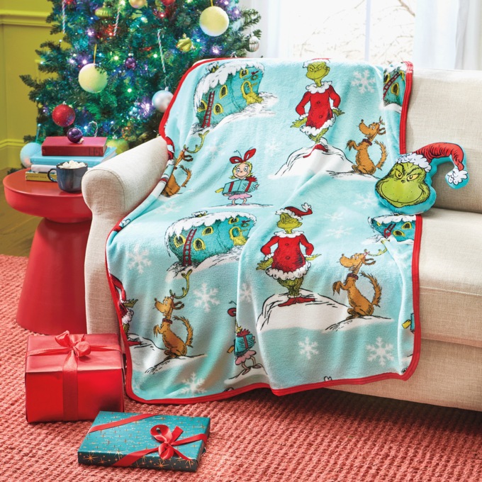 2-Piece Grinch Pillow and Throw Set, , large
