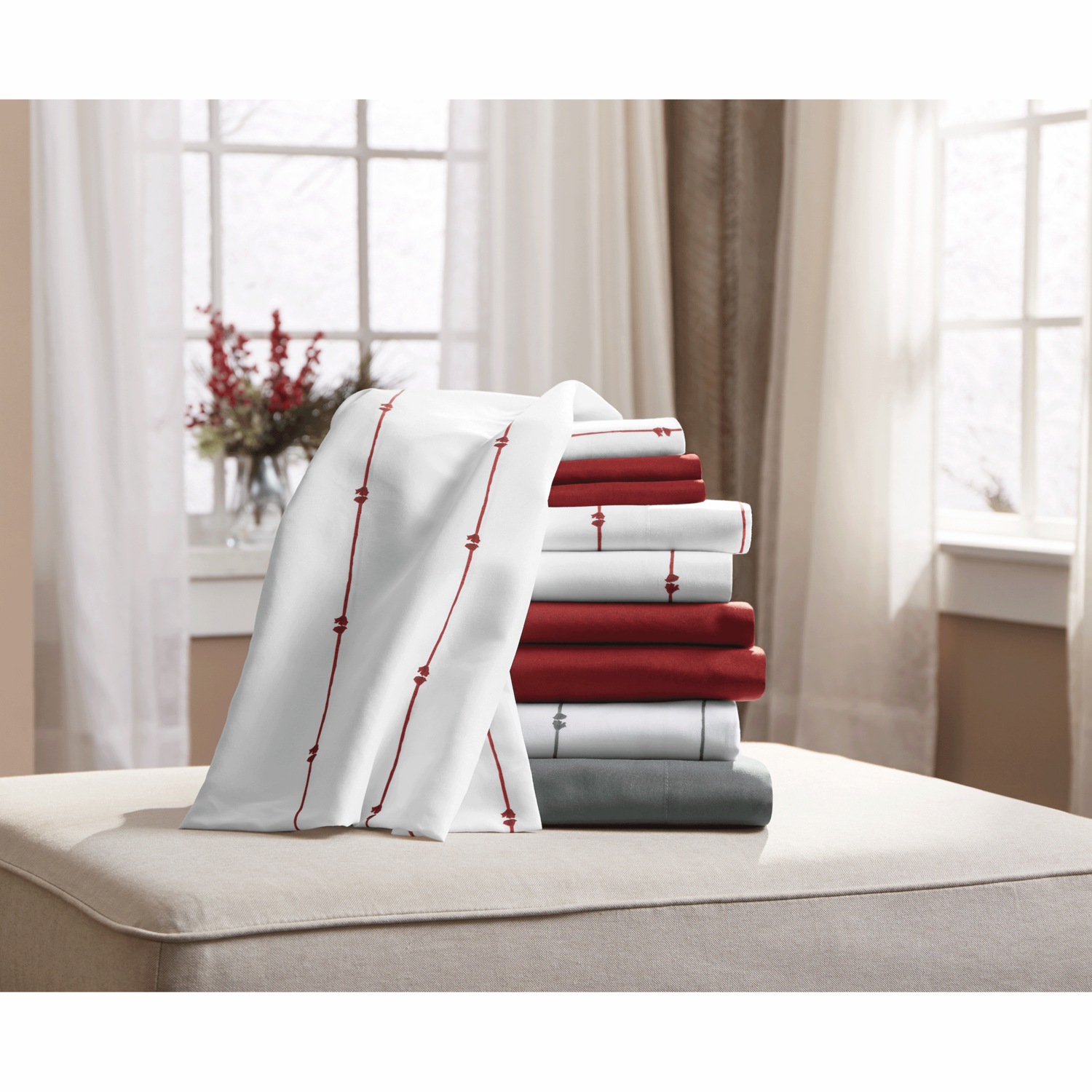 Stripe And Solid 2-Pack Microfiber Sheets | Montgomery Ward