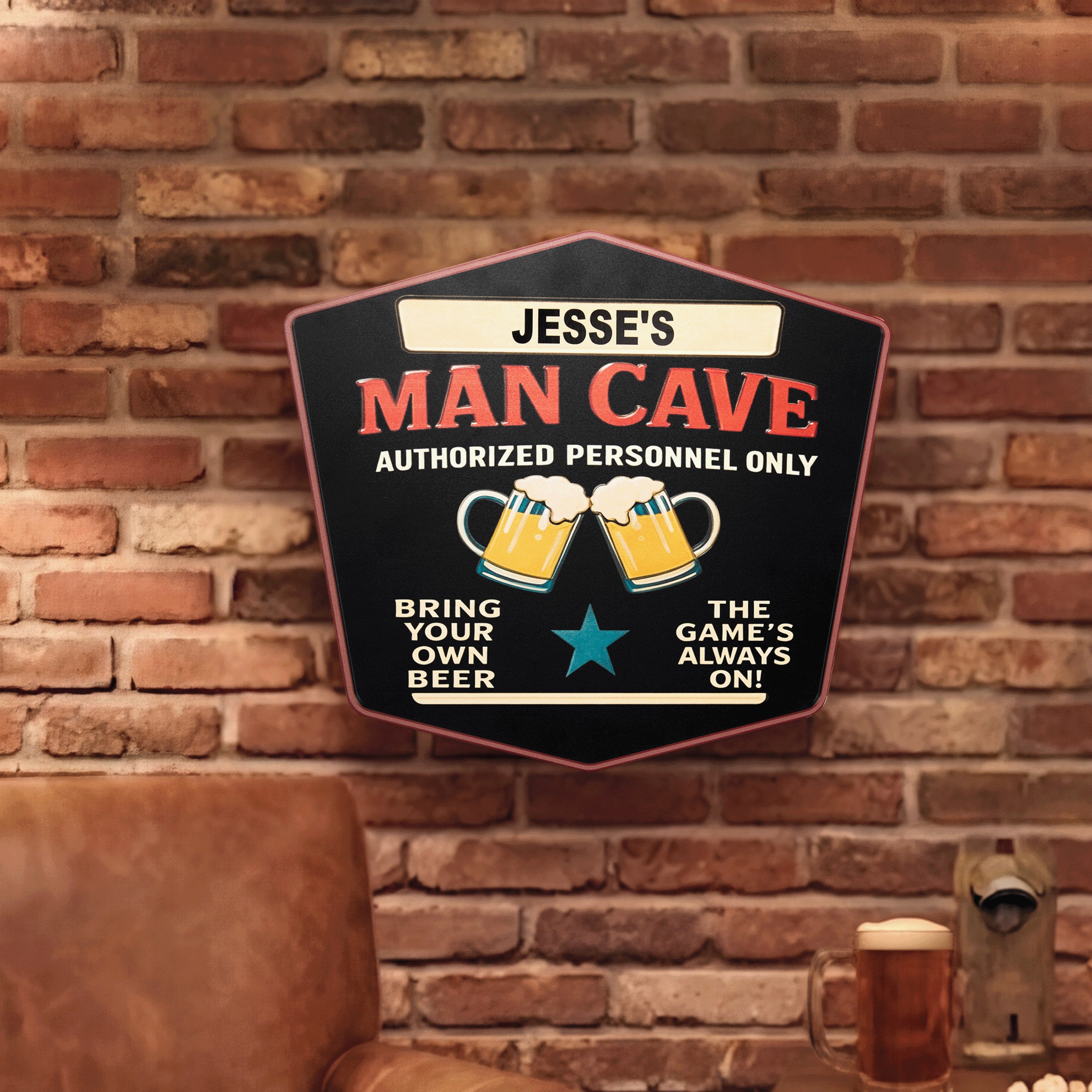 Personalized Man Cave Wall Art, Multi, large