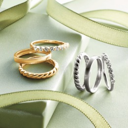 Cubic Zirconia 3-Piece Stacking Ring Set, , large