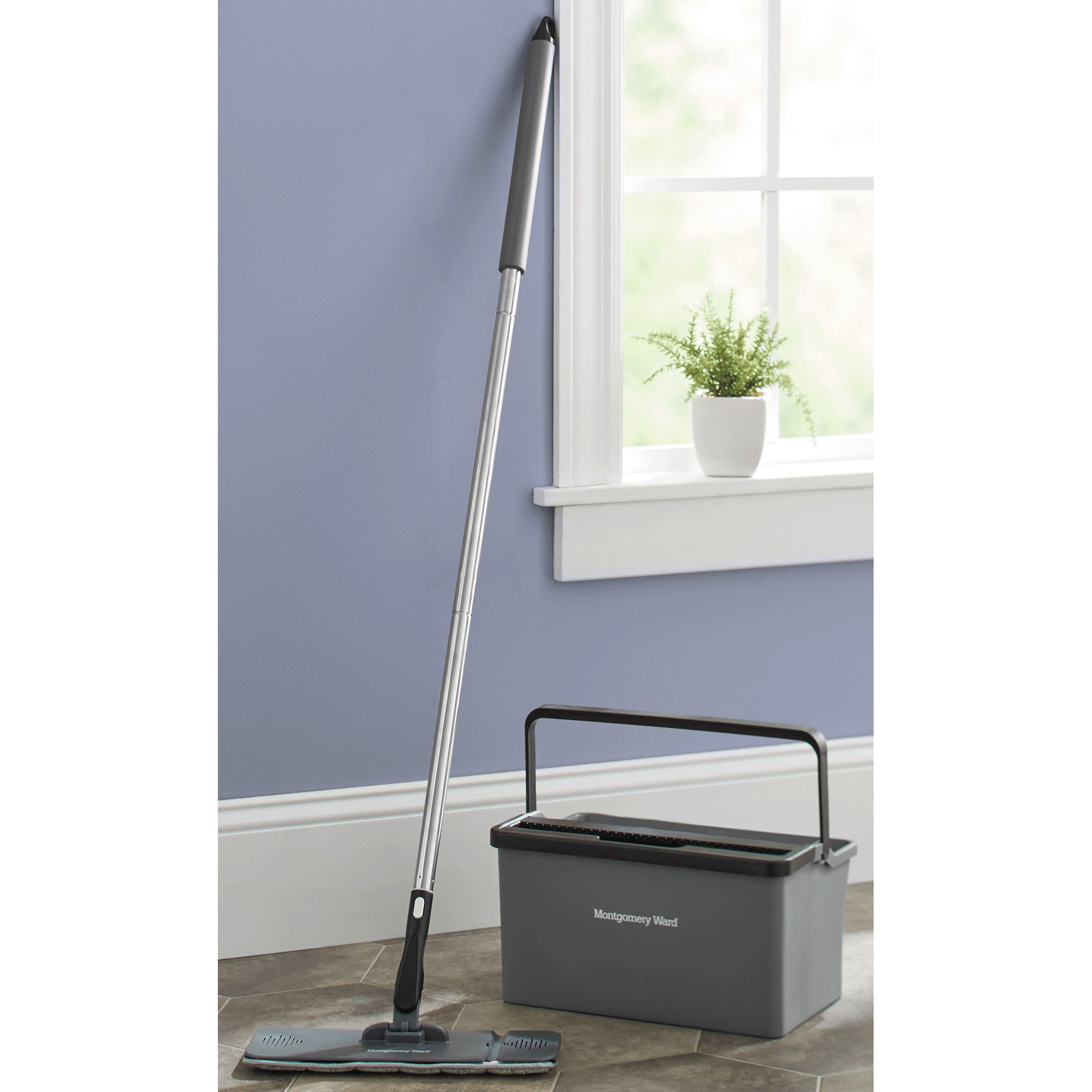 Montgomery Ward Personalized Flat Mop with Squeeze Bucket, , large