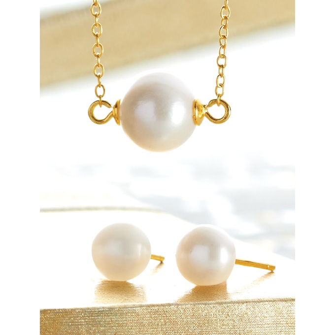 Pearl Round Necklace & Earring Set, , large