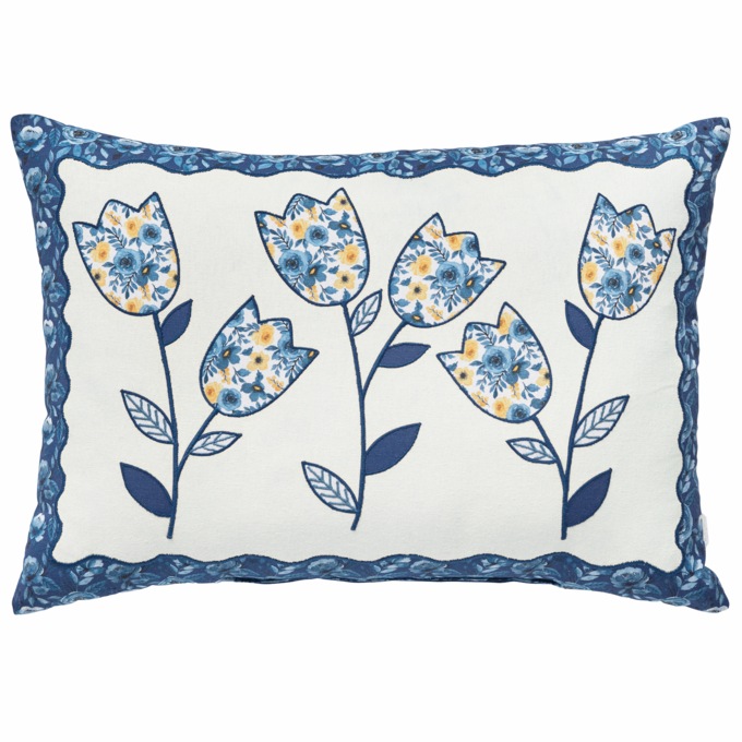 Embroidered Tulip Accent Pillow, , large